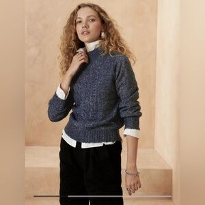 Navy & white speckled cable knit sweater from Banana Republic in size S